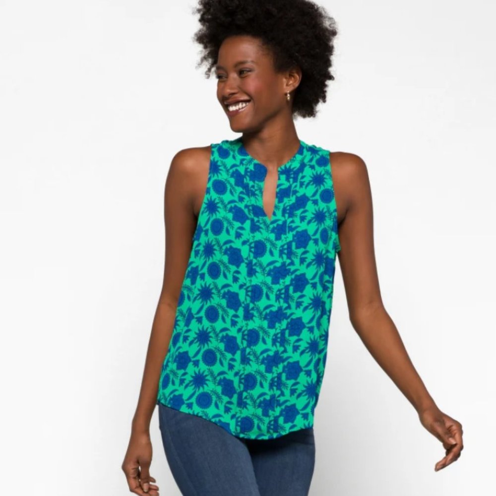 41 Hawthorn Sleeveless Top Breyson Pleat Detail Sheer Tank Blouse Stitch Fix